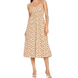 Old Navy Waist-Defined Cami Midi Dress- Cream Floral Size L (12/14)
